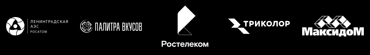 клиенты студии Ермичёва: Ленинградская АЭС, Палитра вкусов, Ростелеком, Триколор, Максидом